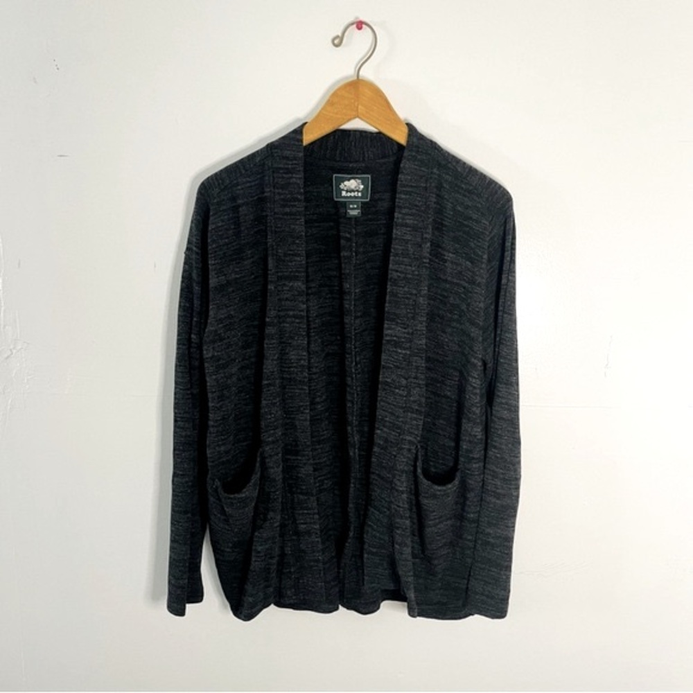 roots grey long sleeve open front cardigan